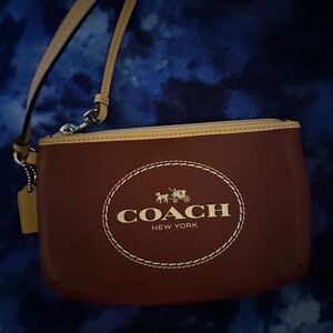 Coach Red Wristlet with Cream Trim
